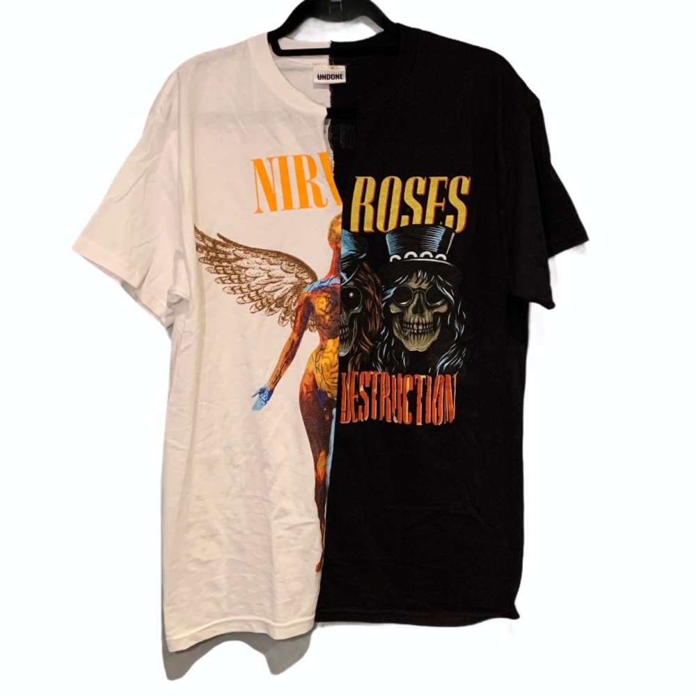 UNDONE Split Tee - Black and White